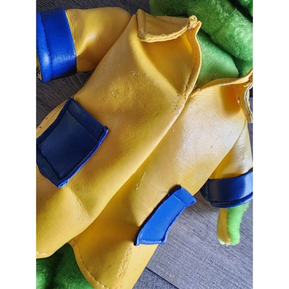 Plush Green Frog Yellow Raincoat Stuffed Animal PEEK-A-BOO Toys Spring - Picture 3 of 8